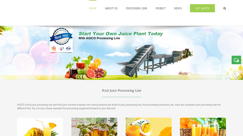 Fruit processing machinery and equipments supplier in China