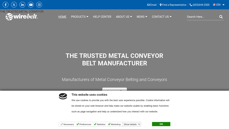 Wire Belt Company | Wire Mesh Belt Manufacturers | (603)644-2500