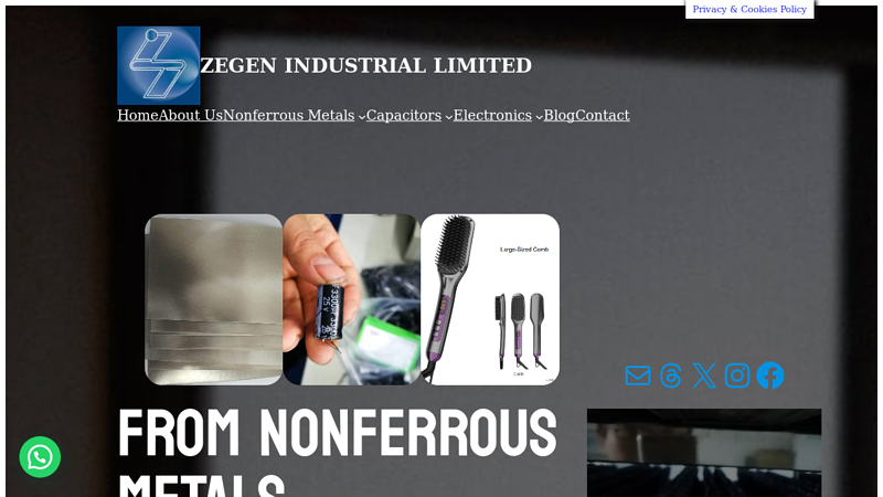 Zegen Industrial Limited - Non-Ferrous Metals, Compounds, Sputtering Targets, MOFs,Aluminum Electrolytic Capacitors, Hair Straightening Brush